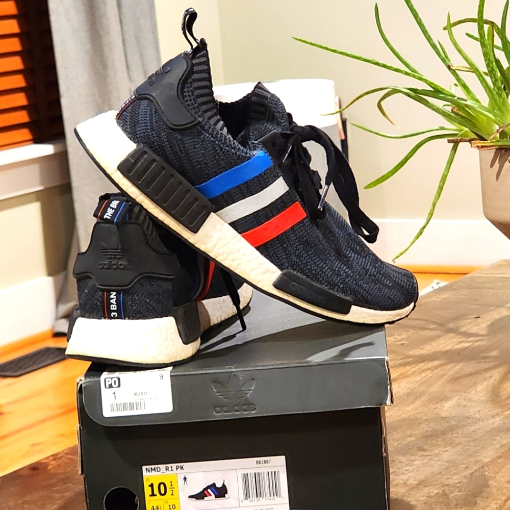 Adidas Men's NMD R1 Tri Color Stripes Black